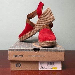 Born Meade Red Suede Espadrille Women's Size 9 New in Box